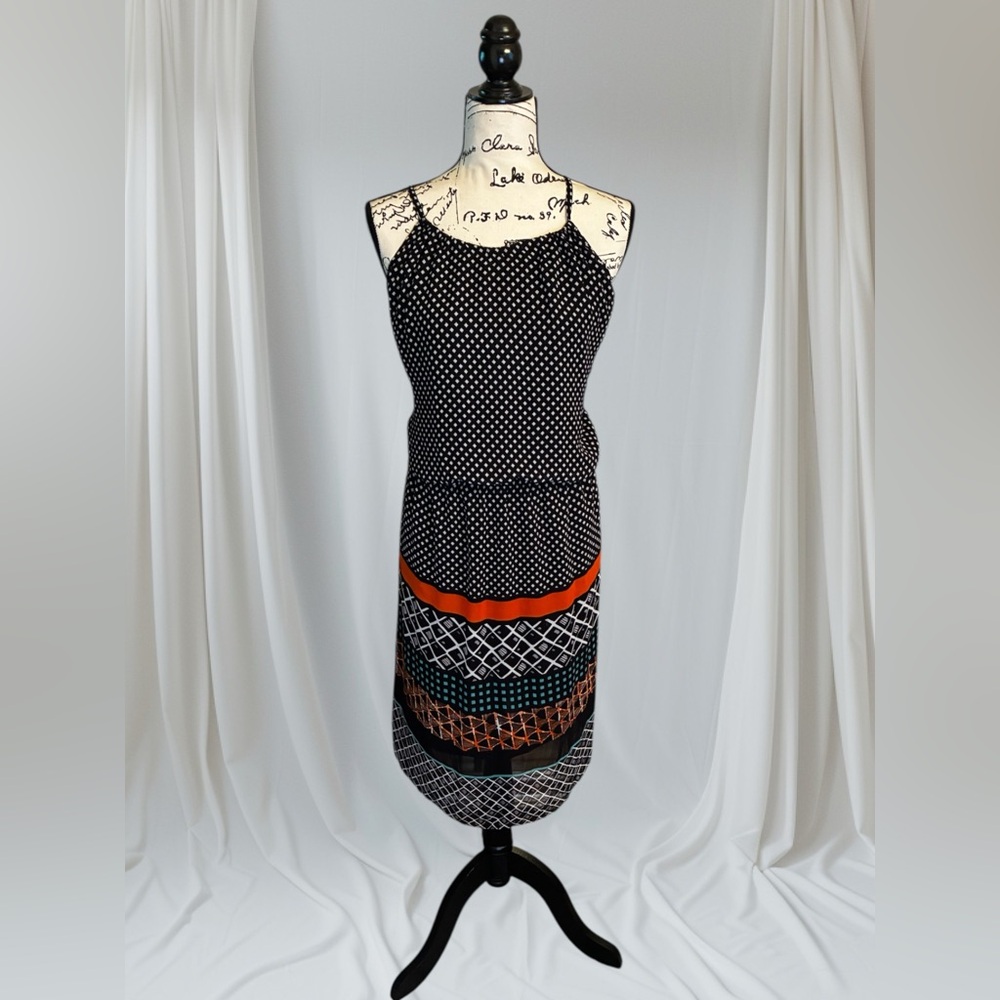 Lane Bryant Chic Black and Orange Patterned Dress Plus Size 26/28